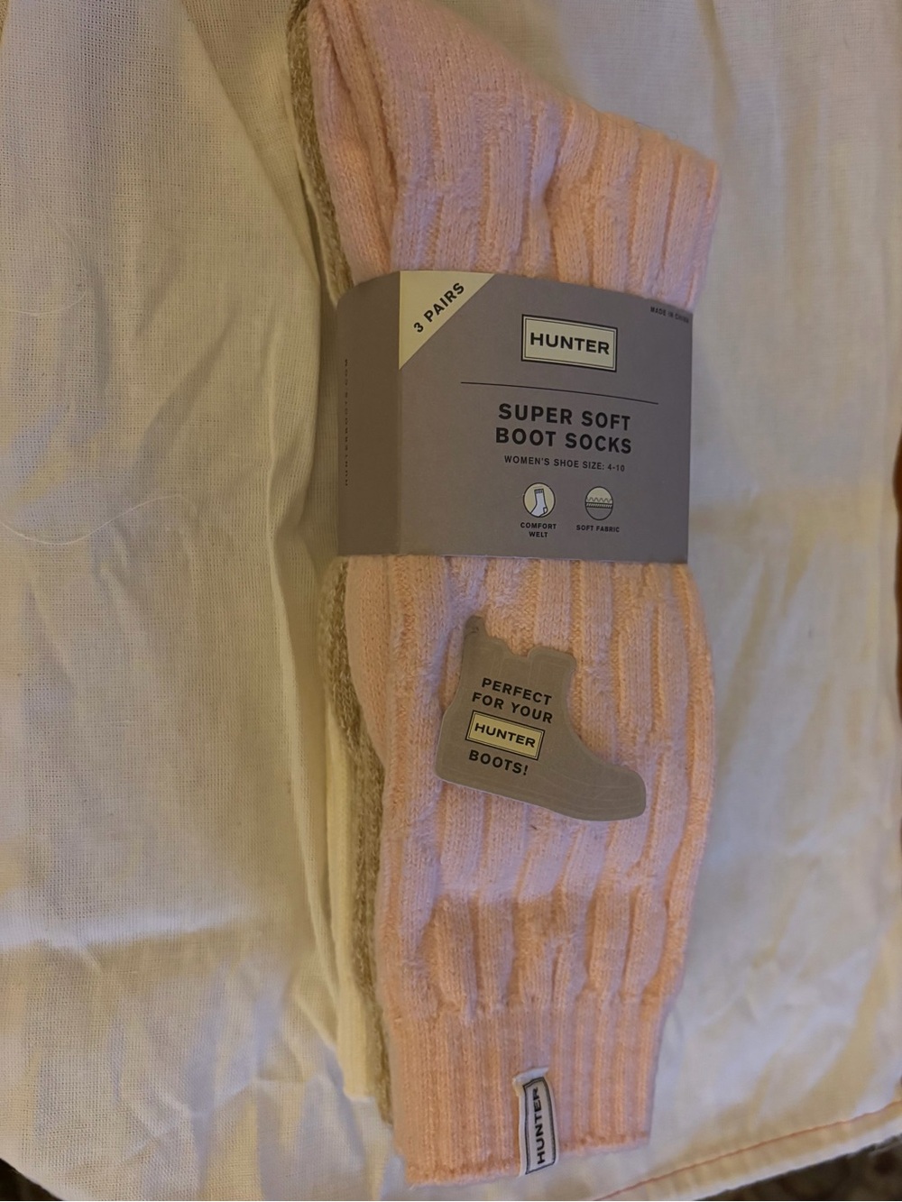 Hunter Boot Socks - White, Cream, Light Pink (3-Pack)